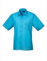 overhemd korte mouw Popeline premier PR202 turquoise